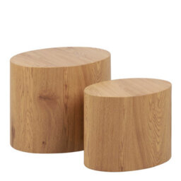 Wyld Haus Sendai Oval Coffee Table Set, Matt Natural Oak Effect, Pair - thumbnail 2