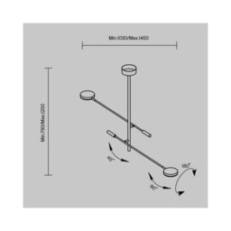 Luminosa Lighting Luminosa Fad Modern 2 Arm Integrated Led Semi Flush Ceiling Light Black 3000K 800Lm - thumbnail 2