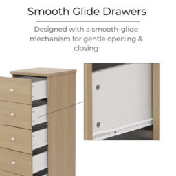 Core Products Freya Smoked Oak Effect 5 Drawer Narrow Chest Of Drawers - thumbnail 9