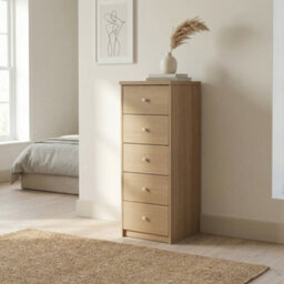 Core Products Freya Smoked Oak Effect 5 Drawer Narrow Chest Of Drawers - thumbnail 3