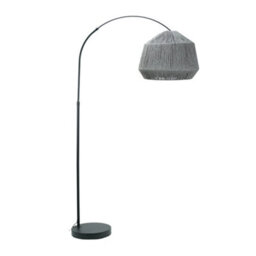 Valuelights Louis Black Arched Curved Floor Lamp With Grey Rope Dome Lamp Shade - thumbnail 2