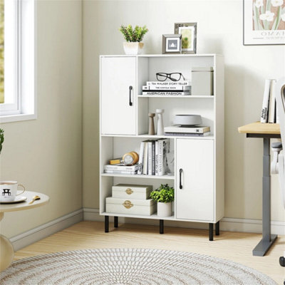 Cube Bookcase Side Display Cabinet With 4 Open Shelves Metal Legs Bookshelf - image 1