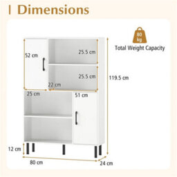 Cube Bookcase Side Display Cabinet With 4 Open Shelves Metal Legs Bookshelf - thumbnail 3
