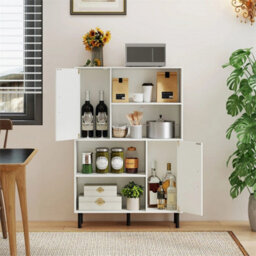 Cube Bookcase Side Display Cabinet With 4 Open Shelves Metal Legs Bookshelf - thumbnail 4