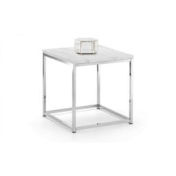 Ashfield White Marble Top Lamp Table With Silver Framing