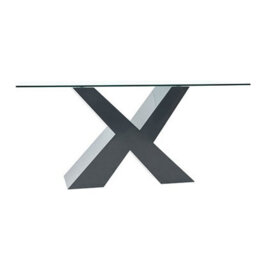 Furniture in Fashion Zanti Clear Glass Dining Table With Grey High Gloss Base - thumbnail 2