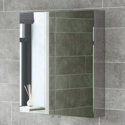 Ibathuk Vienna Wall Mounted Stainless Steel Bathroom Mirror Cabinet With Double Door Storage Unit & 2 Shelves In Silver, 670X600mm - thumbnail 2