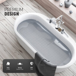 Keplin Premium Non Slip Rubber Bath Mat 200 Suction Cups, Bpa, Latex Free, 40X100Cm, Machine Washable, White - thumbnail 3