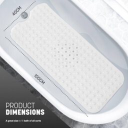 Keplin Premium Non Slip Rubber Bath Mat 200 Suction Cups, Bpa, Latex Free, 40X100Cm, Machine Washable, White - thumbnail 2