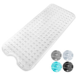 Keplin Premium Non Slip Rubber Bath Mat 200 Suction Cups, Bpa, Latex Free, 40X100Cm, Machine Washable, White