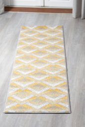 Bravich Hard Wearing Hessian Backed Stair Runner Kitchen Mat - Texas Gold, Grey & White Chevron - 60X450Cm (2'x15') - thumbnail 4