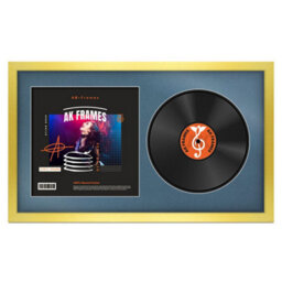 "30X17"" Gold Modern Vinyl Record Frame With Pompadour Mount For 12 Inch Lp Album Cover & Disc - Ak Frames"