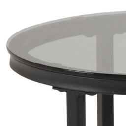 Wyld Haus Reykjavik Black Marble Effect And Grey Glass Nesting Coffee Table Set With Black Hairpin Legs - thumbnail 5