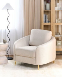 Beliani Armchair Trosa Fabric Light Beige - thumbnail 2