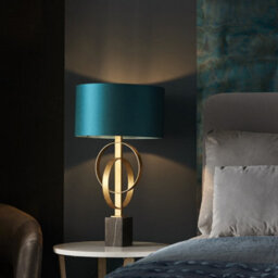 Luminosa Lighting Luminosa Trento Table Lamp Antique Gold Leaf & Teal Satin Fabric - thumbnail 3
