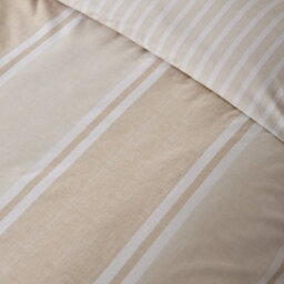 Catherine Lansfield Banded Stripe Reversible Double Duvet Cover Set With Pillowcases Natural - thumbnail 4