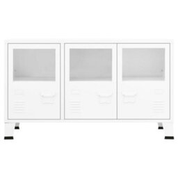 Walplus Industrial Sideboard White 105X35X62 Cm Metal And Glass - thumbnail 3