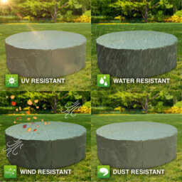 Woodside 6-8 Seater Green Waterproof Round Garden Patio Furniture Set Cover - thumbnail 4
