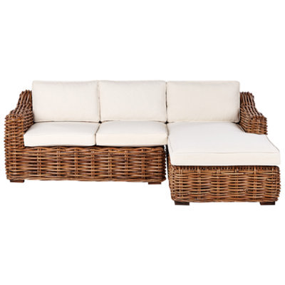 Beliani Garden Corner Sofa 3 Seater Briatico Left Hand Rattan Natural - image 1