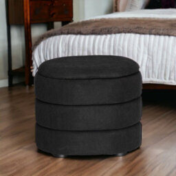Urbn-Living Urbnliving Height 38Cm Soft Velvet Oval Black Ottoman Storage Pouffe Footstool Dressing Vanity Chair
