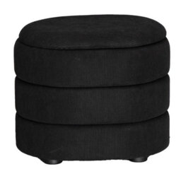 Urbn-Living Urbnliving Height 38Cm Soft Velvet Oval Black Ottoman Storage Pouffe Footstool Dressing Vanity Chair - thumbnail 2