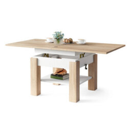Heze Furniture Clara 2 In 1 Extending Coffee / Dining Table 75-150Cm - Sonoma Oak / White - thumbnail 9