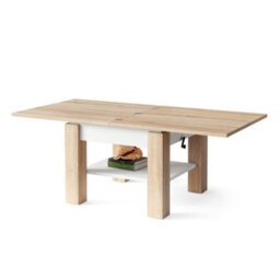 Heze Furniture Clara 2 In 1 Extending Coffee / Dining Table 75-150Cm - Sonoma Oak / White - thumbnail 8