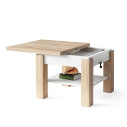 Heze Furniture Clara 2 In 1 Extending Coffee / Dining Table 75-150Cm - Sonoma Oak / White - thumbnail 7
