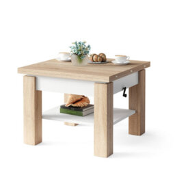 Heze Furniture Clara 2 In 1 Extending Coffee / Dining Table 75-150Cm - Sonoma Oak / White - thumbnail 6