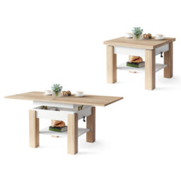 Heze Furniture Clara 2 In 1 Extending Coffee / Dining Table 75-150Cm - Sonoma Oak / White - thumbnail 5