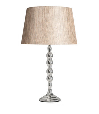 Lighting Supermarket Bergen Slimline Silver Chrome Candlestick Table Lamp With Charcoal Gold Shade - image 1