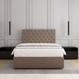 REGIONAL FURNISHINGS Mink Plush Velvet Divan Bed Set Upholstered With 24Inch Headboard 2Drawersfootend & Mattress In 4Ft 4Ft6 5Ft 6Ft Sizes - thumbnail 2