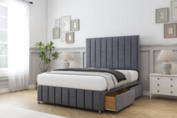 "Sloomy California Steel Plush Divan Bed Set 2 Drawers Left Side With 54"" Floor Standing & 12"" Footboard 2'6 Small Single" - thumbnail 3