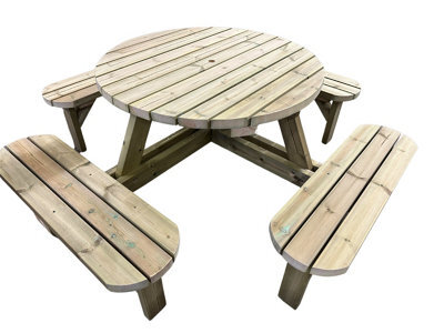 Mg Timber Products: Premium Quality, 8 Seater Round Picnic Bench, Pub Table. Made From Pressure Treated, Swedish Redwood. - image 1