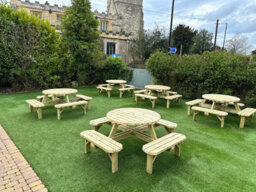 Mg Timber Products: Premium Quality, 8 Seater Round Picnic Bench, Pub Table. Made From Pressure Treated, Swedish Redwood. - thumbnail 3