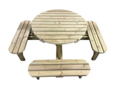 Mg Timber Products: Premium Quality, 8 Seater Round Picnic Bench, Pub Table. Made From Pressure Treated, Swedish Redwood. - thumbnail 2