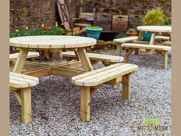 Mg Timber Products: Premium Quality, 8 Seater Round Picnic Bench, Pub Table. Made From Pressure Treated, Swedish Redwood. - thumbnail 9