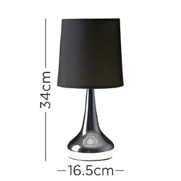 Valuelights Teardrop Pair Of Chrome Touch Table Lamps With Black Shade - thumbnail 9