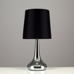 Valuelights Teardrop Pair Of Chrome Touch Table Lamps With Black Shade - thumbnail 3