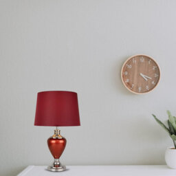 Lighting Supermarket Hepburn Large Ceramic Table Lamp Red Fabric Shade Shiny Red Chrome Finish 58Cm - thumbnail 3