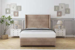 "Sloomy Sterling Mink Naples Divan Bed No Drawers - 54"" Wingback Headboard & 12"" Footboard 2'6 Small Single" - thumbnail 2