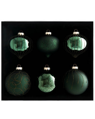 WeRChristmas Sage Green Glass Christmas Baubles, 6 Pack, 10 Cm - image 1