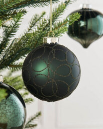 WeRChristmas Sage Green Glass Christmas Baubles, 6 Pack, 10 Cm - thumbnail 4