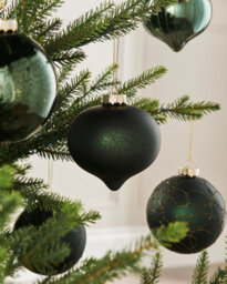 WeRChristmas Sage Green Glass Christmas Baubles, 6 Pack, 10 Cm - thumbnail 3