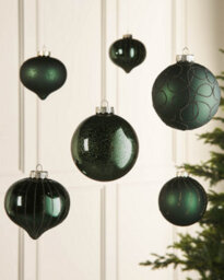 WeRChristmas Sage Green Glass Christmas Baubles, 6 Pack, 10 Cm - thumbnail 2
