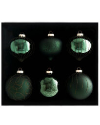 WeRChristmas Sage Green Glass Christmas Baubles, 6 Pack, 10 Cm