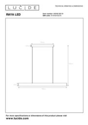 Lucide Raya Led Modern Pendant Light - Led Dim. - 1X36W 2700K - White - thumbnail 7