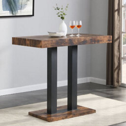 Furniture in Fashion Caprice Small Rustic Oak Wooden Bar Table 4 Coco Black Stools - thumbnail 2