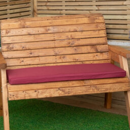 Samuel Alexander 3 Seater Chunky Rustic Wooden Garden Furniture Set With Angled Tray & Burgundy Cushions - thumbnail 8
