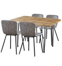 Hallowood Furniture Cullompton Large Dining Table 120Cm With 4 Taupe Leather Effect Chairs - thumbnail 9
